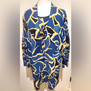 Chico’s Travelers Jacket with Matching Shell in Blue, Gold, and Black XL